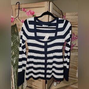 New Hollister Navy and White Striped Cardigan ♡ Size Small